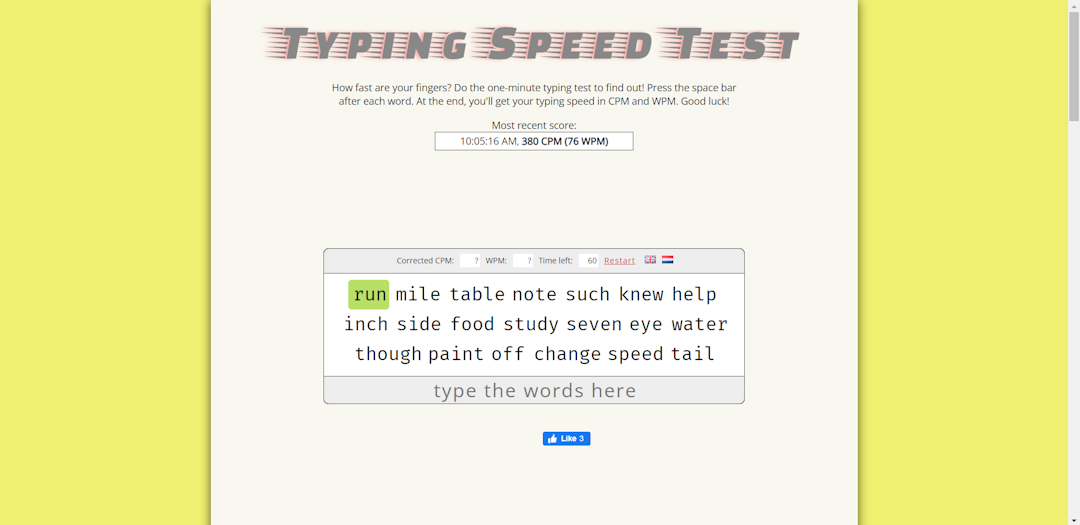 Speed typing test solver